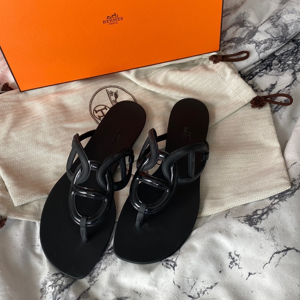 Hermes black sandals